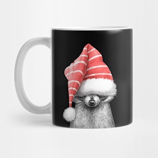 Raccoon in a hat on black Mug